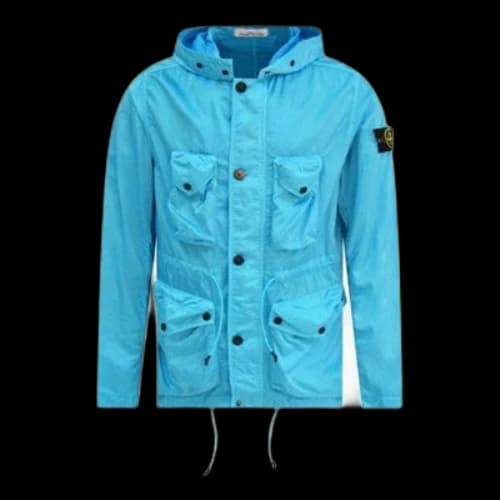 STONE ISLAND Logo Patch Drawstring Hooded Jacket 'Blue'