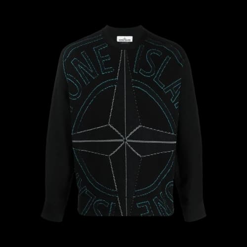 Stone Island Logo Intarsia Crewneck Sweater 'Black'