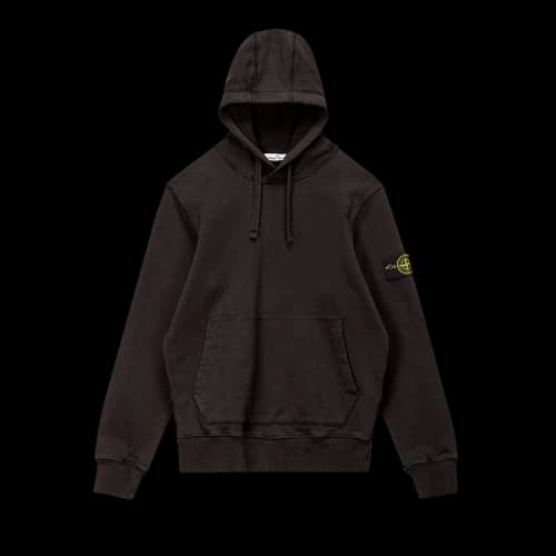 STONE ISLAND Garment Dyed Popover Hoodie 'Black'