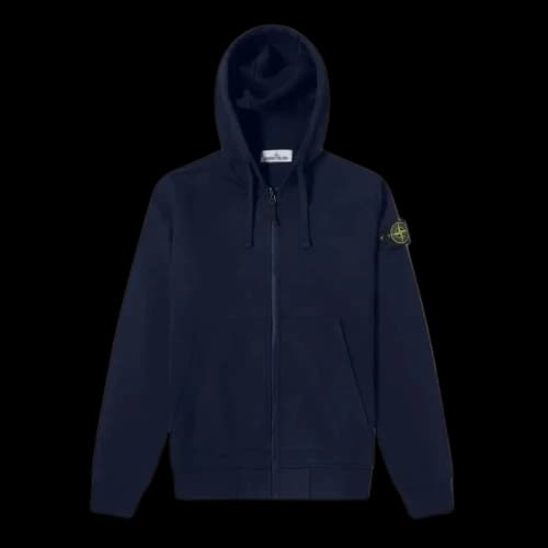 STONE ISLAND Garment Dyed Zip Through Hoodie 'Navy'