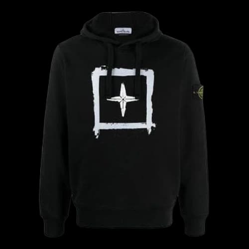 STONE ISLAND Box Print Pullover Hoodie 'Black'