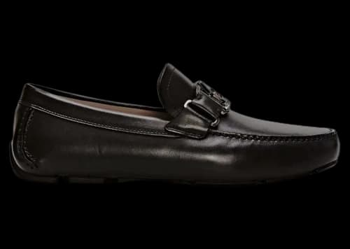 Ferragamo Leather Ornament Driver Loafers Black