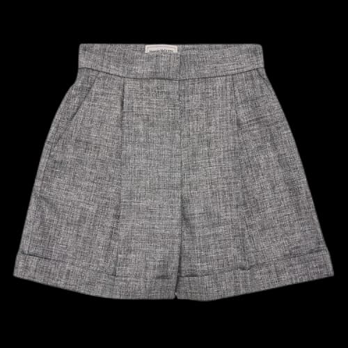 Alexander McQueen Cuffed Pleated Shorts 'Silver'
