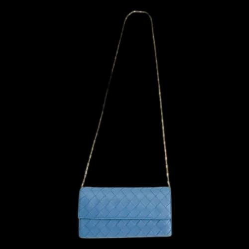 Bottega Veneta Intrecciato Leather Chain Wallet 'Sky Blue'