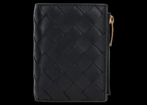 Bottega Veneta Small Bi-Fold Zip Wallet Intreccio Black