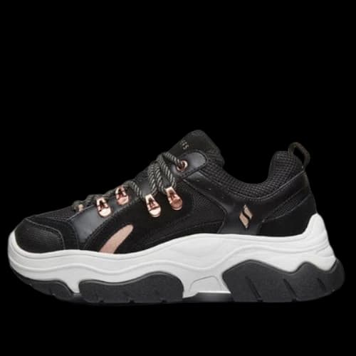 Skechers Black Jack Sports Shoes Black/White/Gold (Women's)