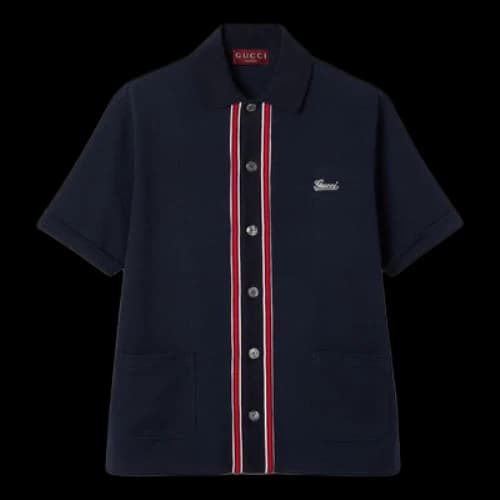 Gucci Cotton Jersey Polo Shirt 'Navy blue'