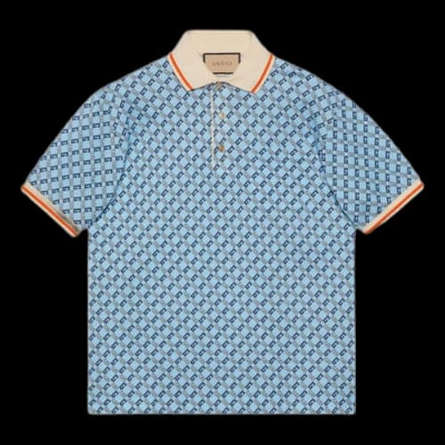 Gucci Geometric G Cotton Piquet Polo Shirt 'Light Blue'