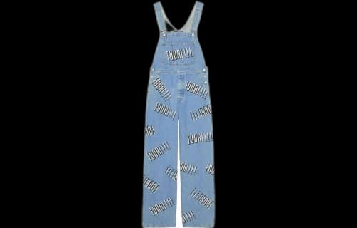 Gucci Cotton Denim Overall With Fuori Print 'Blue'