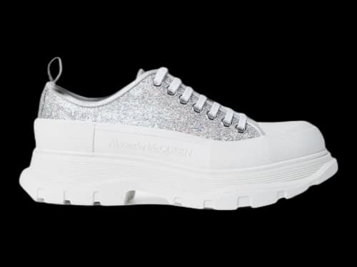 Alexander McQueen Tread Slick Low Lace Up White Silver