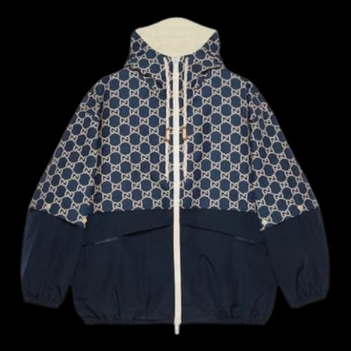 Gucci GG Ripstop Fabric Zip Jacket 'Blue Ivory'
