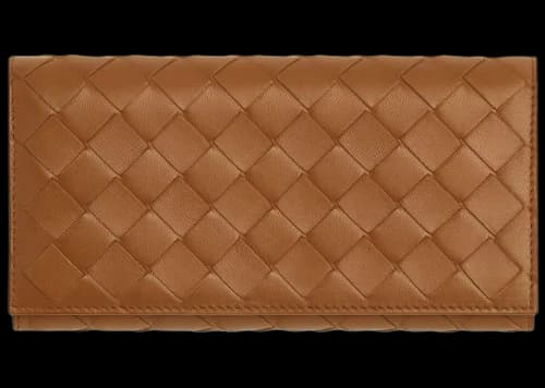 Bottega Veneta Large Flap Wallet Intreccio Wood