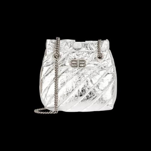 Balenciaga Small Metallized Quilted Crush Tote Bag 'Silver'