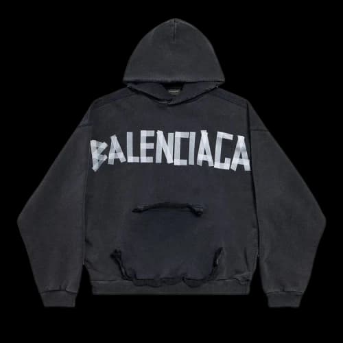 Balenciaga Ripped Pocket Hoodie 'Faded Washed Black'