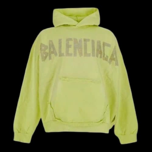 Balenciaga Tape Type Ripped Pocket Hoodie Oversized 'Fluo Yellow'