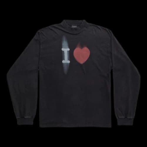 Balenciaga I Love Long Sleeve T-shirt Medium Fit 'Black'