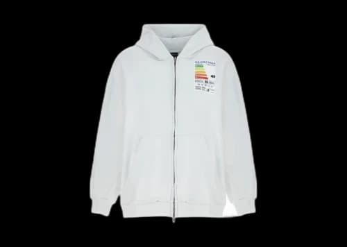 Balenciaga Energy Patched Jersey Oversized Hoodie White