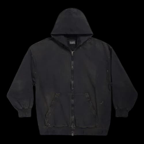 Balenciaga Paris Zip-Up Hoodie Small Fit 'Black Faded'
