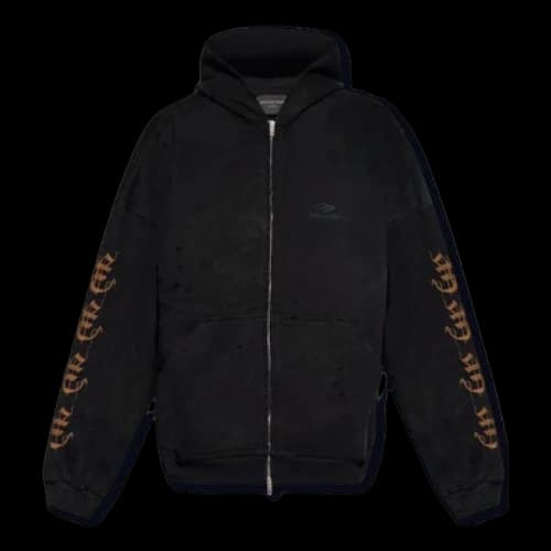 Balenciaga Heavy Metal Zip-Up Hoodie 'Black'