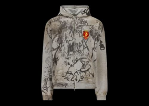 Balenciaga Scribbled Medium Fit Hoodie Grey