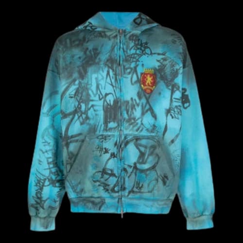 Balenciaga Skater Zip-Up Hoodie Medium Fit 'Blue Sky'