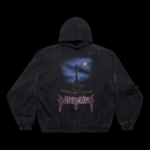Balenciaga Paris Moon No Pocket Hoodie Oversized 'Black Faded'
