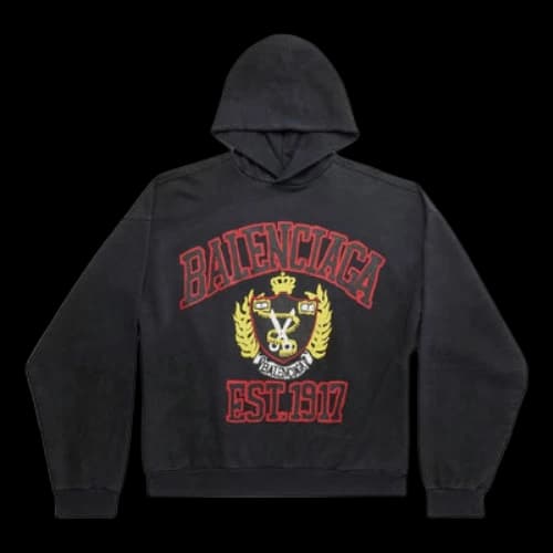 Balenciaga DIY College Hoodie 'Black'