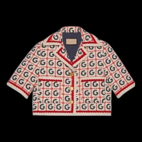 Gucci G Check Lam Tweed Jacket 'White Red' (Women's)