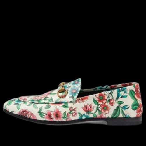 Gucci Horsebit Printed Leather Loafers 'White Pink' (Women's)