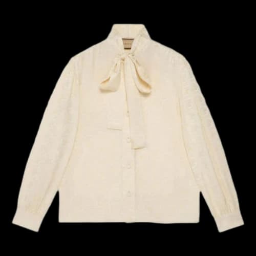 Gucci Squared Interlocking G Silk Shirt 'Ivory' (Women's)