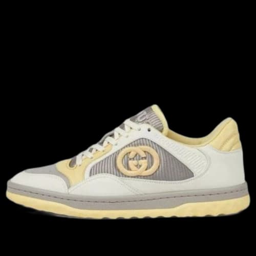 Gucci Mac80 Embroidered Sneakers 'White Grey Yellow' (Women's)