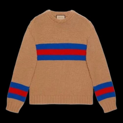 Gucci Wool Mohair Sweater With Web Intarsia 'Camel'