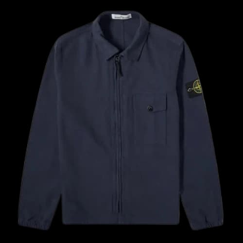 STONE ISLAND Garment Dyed Zip Shirt Overshirt 'Navy'