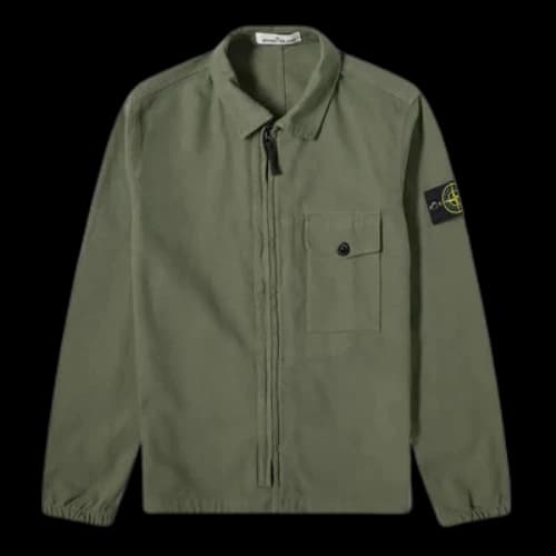 STONE ISLAND Garment Dyed Zip Shirt Overshirt 'Sage'