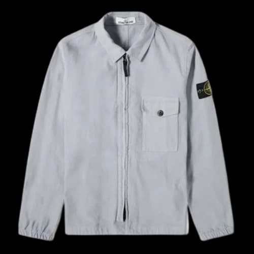 STONE ISLAND Garment Dyed Zip Shirt Overshirt 'Light Grey'