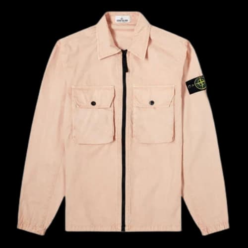 STONE ISLAND 2 Pocket Brushed Cotton Shirt Jacket 'Antique'
