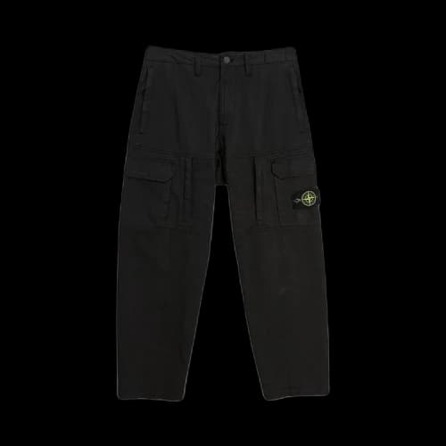 Stone Island Wide Leg Logo Patch Cargo Pants 'Black'