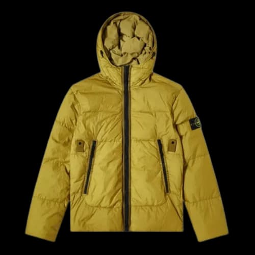 STONE ISLAND Garment Dyed Crinkle Reps Hooded Down Jacket 'Bark'