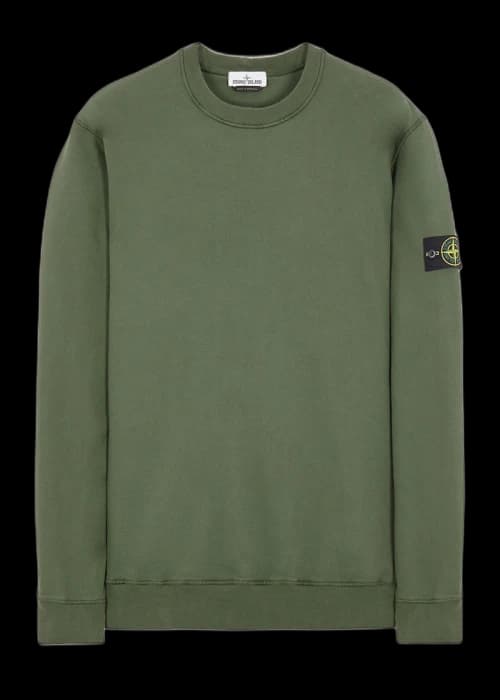 Stone Island 63020 Brushed Cotton Fleece Crewneck Sage