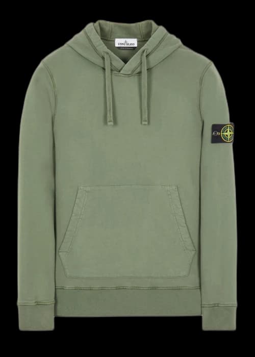 Stone Island 64120 Brushed Cotton Fleece Hoodie Sage
