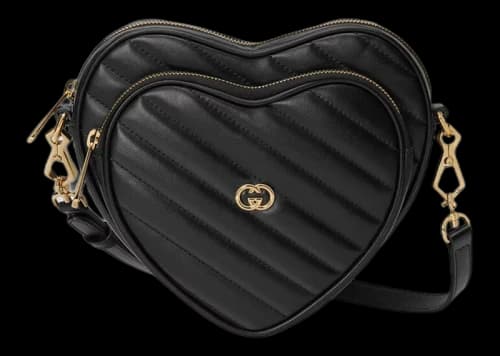 Gucci Interlocking G Mini Heart Shoulder Bag Black