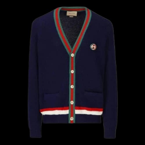 Gucci Logo Embroidery Cardigan 'Blue'