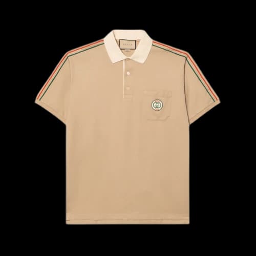 Gucci Stretch Cotton Piquet Polo Shirt 'Beige'