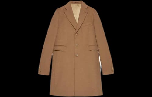 Gucci Camelhair Coat With Gucci Cities Label 'Light Brown'
