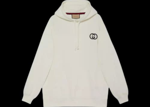 Gucci Interlocking G Drawstring Hoodie Ecru