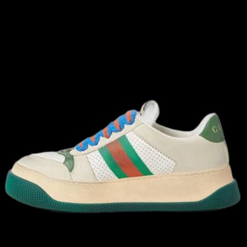 Gucci Screener GG Leather Sneakers 'Beige Green Red' (Women's)
