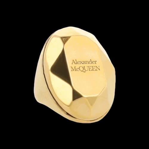 Alexander McQueen Faceted Stone Ring Gold