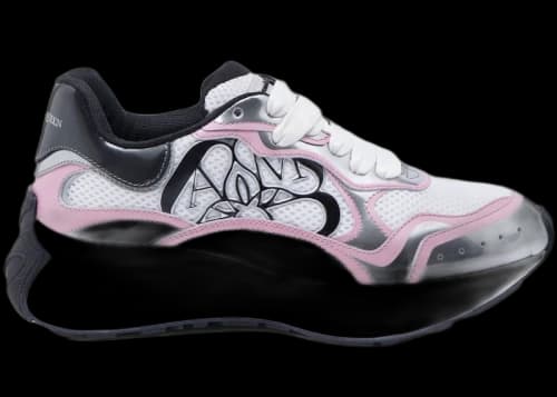 Alexander McQueen Seal Logo Low White Silver Pink (Women's)
