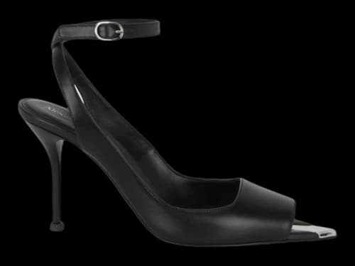 Alexander McQueen Punk Peep Toe 4 In Sandals Black Silver (Women's)