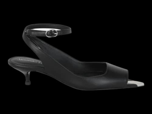 Alexander McQueen Punk Peep Toe 2 In Sandals Black Silver (Women's)